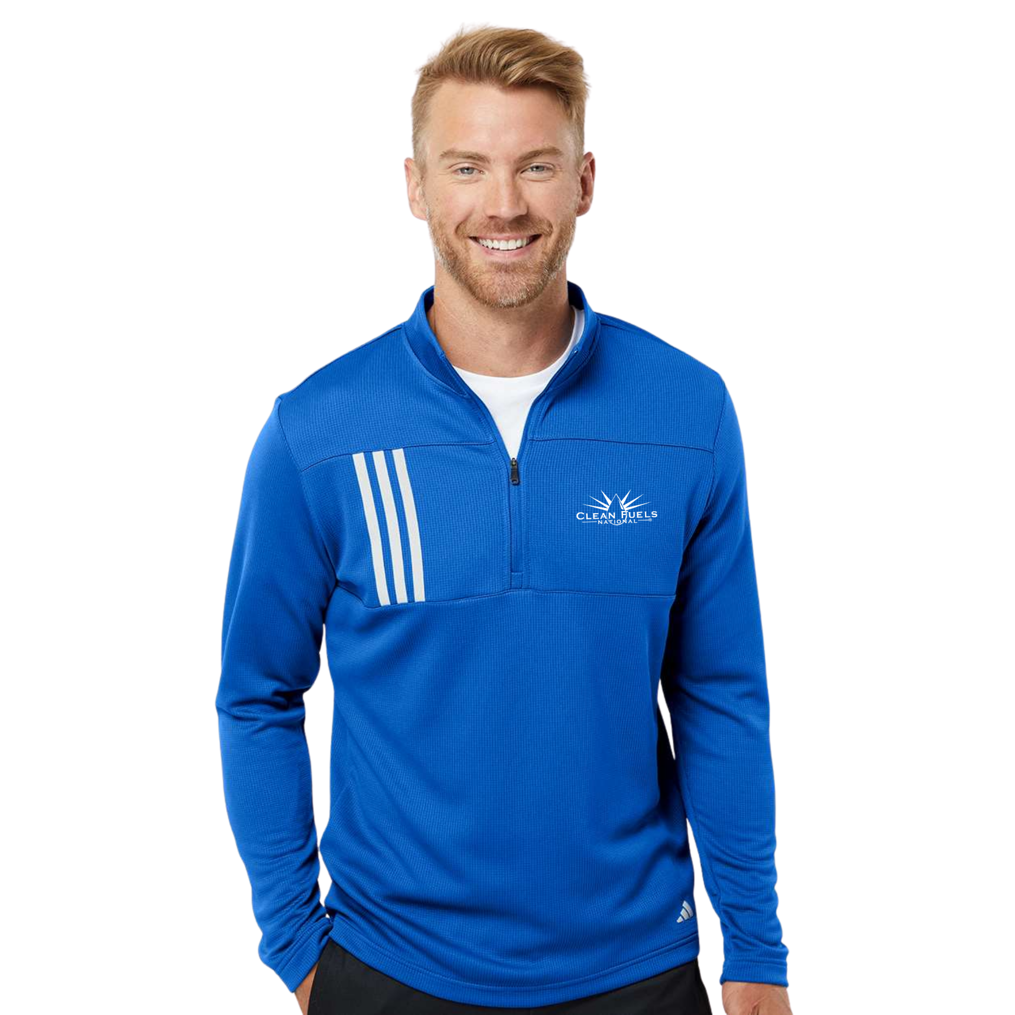 Adidas Men's 3-Stripes Double-Knit Quarter-Zip Pullover