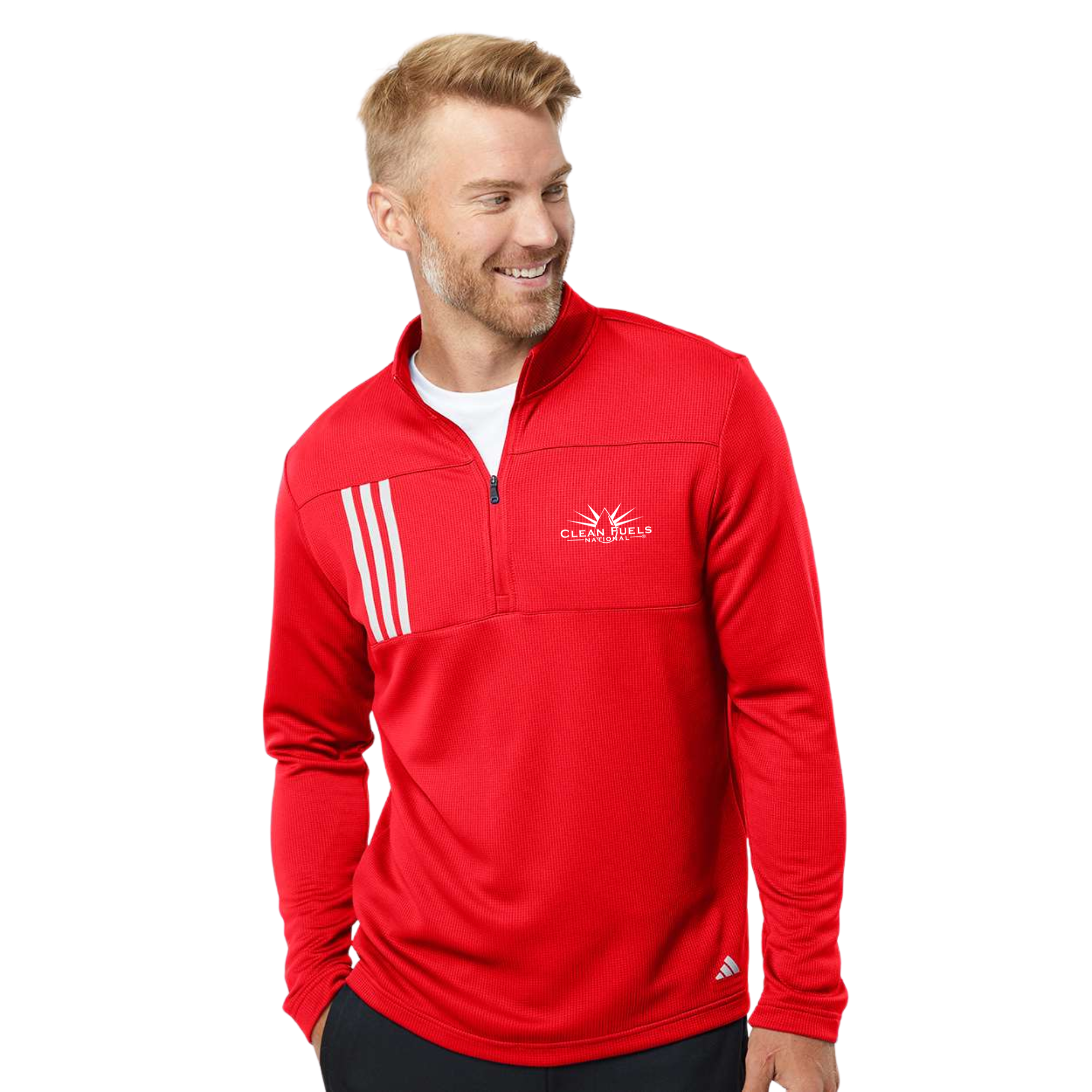 Adidas Men's 3-Stripes Double-Knit Quarter-Zip Pullover